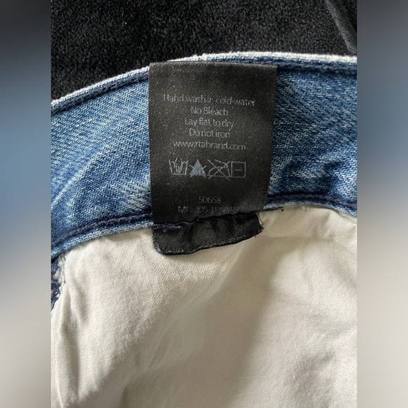 RtA 34W straight Blue Jeans 3M reflective knee rip racing stripe Denim - Picture 8 of 11